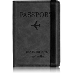 TRAHOO-Protege Passeport Francais, Protege Passeport mit RFID-Blocker, Pochette Passeport Cuir Artificiel,Voyage Accessoires Passeport &eacute;Tui,Carte de Cr&eacute;Dit, Carte Bancaire, Argent, Passport Cover - Neuf