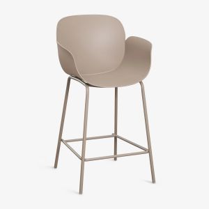 Pack de 2 tabourets hauts en polypropyl&egrave;ne et acier Lynette Moka Brown &iquest;65 cm - Neuf