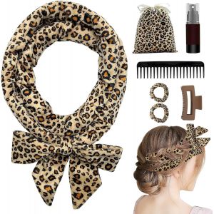 KAL-Bigoudis Sans Chaleur, Lot De 7 Bigoudis Antidérapants, Cheveux Boucle Sans Chaleur, Pour Les Cheveux Longs Et Courts (Motif Léopard) - Neuf