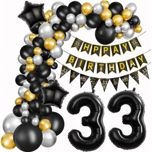 AYUHR-80 Ans anniversaire Décoration noir or 80 Ans anniversaire Femme argent Ballon 80 Ans anniversaire or noir 80 ans Homme Ballon Guirlande 80 Ans Arche Ballon Homme 80 ans noir or argent Ballon - Neuf