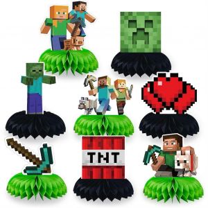 Decorations En Nid D'abeille Pour Fete D'anniversaire Sur Le Theme Du Jeu Minecraft - Neuf