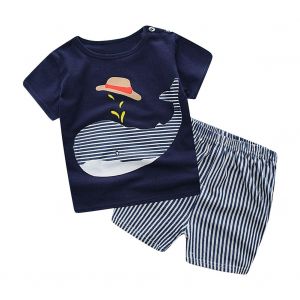 Ensemble D'ete Pour Bebe?: T-Shirt A Manches Courtes Et Short, Motif Animal Bleu (73) - Neuf
