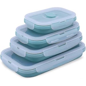 Ensemble de 4 récipients de conservation des aliments en silicone pliables sans BPA - Neuf