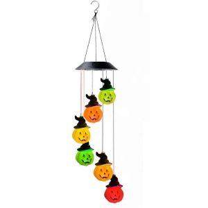 Carillons &eacute;oliens solaires en forme de citrouille d'Halloween,lumi&egrave;res solaires en forme de citrouille - Neuf