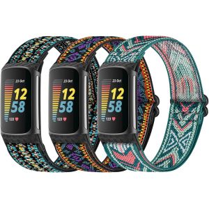 Lot De 3 Bracelets De Montre &Eacute;lastiques R&eacute;glables Compatibles Avec Les Bracelets Charge 5/Charge 6, Bracelet De Rechange Extensible En Nylon Doux Et Respirant Pour Homme Et Femme - Neuf