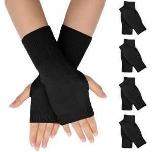 4 Paires Mitaines Femme Hiver, Mitaine Femme Chaude Gants Sans Doigts Pour Femme Homme - Neuf