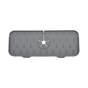 Tapis de robinet en silicone gris pour &eacute;vier de cuisine - Anti-&eacute;claboussures - Neuf