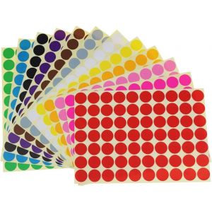 Gommettes Autocollantes Rondes,Couleur Codage &Eacute;tiquettes 16mm Petit Point Ronde Autocollants Sticky Marquage &Eacute;tiquettes 16 Feuilles Pour Le Bureau,&Eacute;cole,Calendriers,Autocollants De Carte - Neuf
