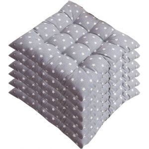 Ensemble De 6 Coussins De Chaise 40x40, Coussins D&eacute;coratifs Pour Chaises Et Jardins, 12 Motifs De Couture Diff&eacute;rents, Polyester (C) - Neuf