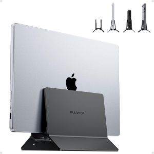 Support Vertical pour Ordinateur Portable,Support Vertical en Aluminium avec Support pour Ordinateur Portable Compatible avec Laptops,MacBook Air,Pro,Tablette,Mac Mini-Noir - Neuf