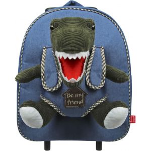 Sac à Roulette Scolaire Maternelle et Peluche Douce pour Enfant 3 4 5 Ans-Mini Sac à Dos avec Roues et Animal Doudou Amovible pour Fille Garçon-Sacoche Garderie avec Jouet-29x32x11 cm[T21] - Neuf