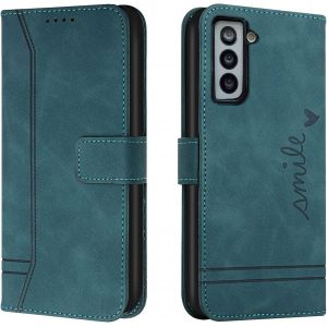 Kal-Coque Pour Samsung Galaxy S22, Etui Portefeuille Samsung S22, Protection Etui À Rabat Housse En Cuir Pu Avec Antichoc Tpu [Fermoir Magnétique] Flip Pochette Housse Pour Samsung S22 (Vert) - Neuf