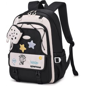 CHECARZHN--NO1-Cartable Fille Primaire Et College, Grand Sac A Dos Fille Pour Adolescent De 9 À 16 Ans, Sac École Collegienne Décontracté Avec Insigne Et Poche À Monnaie - Neuf