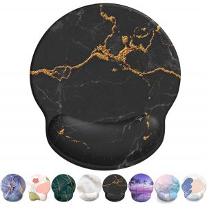 LKLJIJ-Tapis de Souris Support de Repose-Poignet, Tapis Souris Ergonomique en Gel, Tapis de Souris Frais pour Gamer, Repose Poignet Souris avec Base en PU antidérapant (04-Marbre Noir) - Neuf