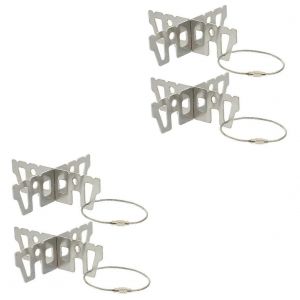 Support De Rechaud A Alcool, Ensemble Professionnel De 4 Pieces, Support De Casserole Pour Petit Rechaud De Camping, Fournitures D'exterieur - Neuf