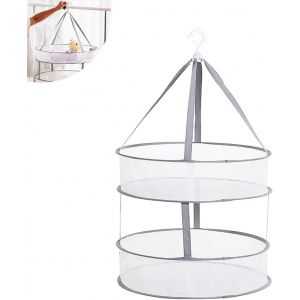 KALANKA-Filet de s&eacute;chage &agrave; Suspendre, Pliable en 2 &eacute;tapes, Tringle &agrave; v&ecirc;tements Peu encombrante pour Herbes, Fleurs, Chaussettes - S&eacute;chage Doux pour Le Linge d&eacute;licat, Blanc - Neuf