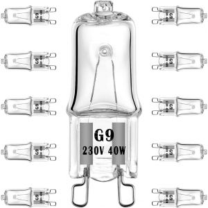 Ampoule Halogène G9 40w 230v Ampoules De Remplacement À Base À 2 Broches, Intensité Variable, Blanc Chaud (Paquet De 10)[Classe Énergétique C][Amp742055] - Neuf
