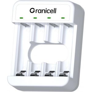 CERU-Chargeur De Batterie,4 Emplacements Individuels Pour Piles Nimh Rechargeables,Charge Rapide,Batterie Non Incluse - Neuf