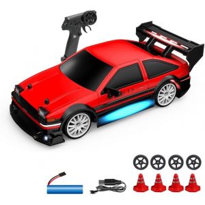 TZF-1:24 Voiture Télécommandée 2,4 GHz RC Drift Car 30KM/H Haute Vitesse 4WD RC Voiture Multi-Lumière, Convient à Tous les Terrains - Neuf
