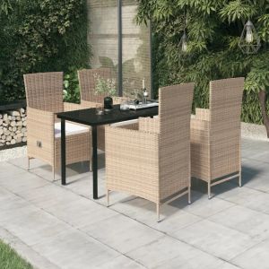 Prolenta Premium - Ensemble &Agrave; Manger De Jardin Avec Coussins 5 Pcs Beige - Neuf