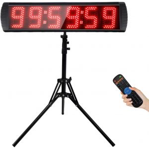 JEXNOVASHOP-Timer Sport, Chronom&egrave;tre avec T&eacute;L&eacute;Commande, Compte &agrave; Rebours, Luminosit&eacute; R&eacute;Glable Chronom&egrave;Tre Sport avec Tr&eacute;pied, Horloge Murale Numerique 5'' Chiffre LED, Minuteur Fitness pour Home Gym - Neuf