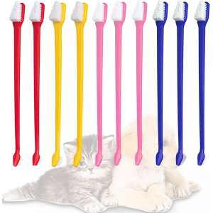 Lot De 10 Brosses &Agrave; Dents Pour Chiens Et Chats, Brosse &Agrave; Dents Double T&ecirc;te Pour Nettoyer Les Dents Des Chiens Et Des Chats, Am&eacute;liore L'hygi&egrave;ne Bucco-Dentaire Des Chiots - Neuf