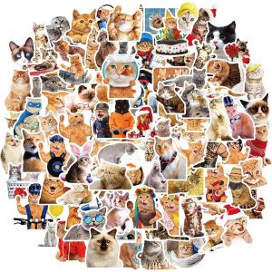 Lot De 100 Autocollants Amusants En Vinyle Motif Chat Kawaii Imperméables Pour Bouteille D'eau, Chaton, Autocollants Esthétiques Pour Les Amateurs De Chats, Scrapbooking, Ordinateur Portable - Neuf