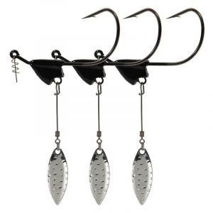 3pcs 4g / 6g / 8g / 11g Hame&ccedil;ons De P&ecirc;che &Eacute;pineux En Spirale Avec Paillettes De Feuille De Saule Acier &Agrave; Haute Teneur En Carbone Lumineux De P&ecirc;che Barbed Leurres Hame&ccedil;ons Accessoires De P&ecirc;che Sur Le Terrain-Noir 11 - Neuf