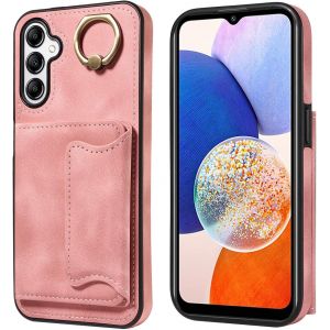 Kal-Coque Pour Samsung Galaxy A14 5g / A14 4g, Ultra Mince Tpu Anti-Chute Et Antichoc Protection Housse Cover, Avec Support De Bague Et Fente Pour Carte Silicone Etui Case (Rose) - Neuf