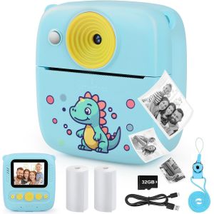 LETNERNY-Photo Instantané Enfant, 48 Mp Appareil Photo Enfant Avec Papier D'Impression Et Carte Tf 32 Go, 1080P Appareil Photo Enfant Instantanée, Cadeau Pour Garçons Et Filles De 3 4 5 6 7 8 9 Ans B - Neuf