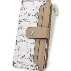 RFCBC-Porte Feuilles pour Femme Portefeuille Mini Porte Monnaie Mini avec Design Fleurs Marron pour Femme Petit avec Porte-Passeport Et Porte-Cartes - Neuf