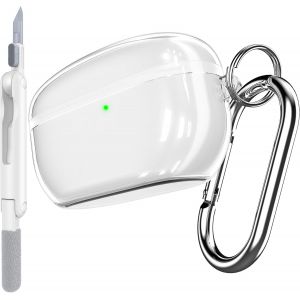 &Eacute;tui de Protection pour &eacute;couteurs Sony WF-1000XM5 avec Porte-cl&eacute;s et Outil de Nettoyage, Coque Souple Transparente en TPU (pour &eacute;couteurs sans Fil Sony WF1000XM5) Blanc - Neuf