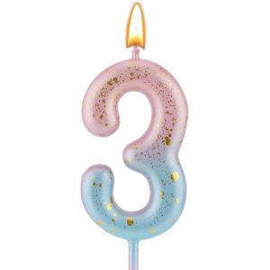 Chenquansarl-Dégradé Numéro Lettre Bougie, Rose Bleu Dégradé Bougies D'anniversaire Pour Gâteau Chiffre Chiffre Lettre Bougies D'anniversaire Décoration Pour Anniversaire Fêtes Mariage (3) - Neuf