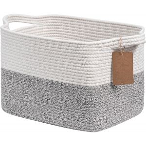 Panier de rangement pour enfant-En coton-Pour &eacute;tag&egrave;re,salle de bain-Petit format-33 x 25 x 22,5 cm-Gris - Neuf
