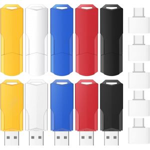 Lot De 10 Clés Usb 2.0 8 Go,Avec 5 Adaptateurs Type-C Et 10 Lanières¿Clef Usb Haute Vitesse Pour Stockage,Transfert Et Sauvegarde De Données - Neuf