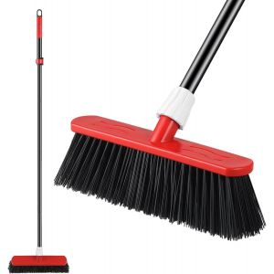 ASFASFq-Balai de Jardin Robuste avec Manche Télescopique(145cm), Brosse de Gardin avec Poils Rigides, Balai d'Extérieur pour Le Balayage des Cours, Jardins, Terrasses et Garage - Neuf