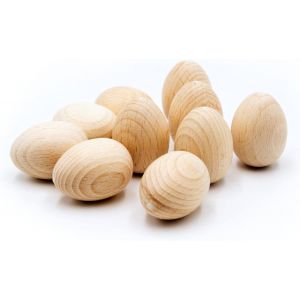 KALANKA-10 Oeuf en bois de hêtre à décorer pour la fête de Pâques - oeufs décoratifs demi- percés, env. 40x 30 mm - Neuf