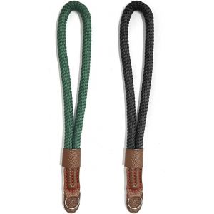 2 dragonnes auxiliaires pour appareil photo,dragonne portable en nylon réglable pour appareil photo Canon Sony Fujifilm Olympus Leica,etc. (noir vert) - Neuf