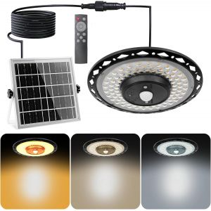 Lampe Suspendue Solaire Ext&eacute;rieur, 3000lm Lampe Solaire Avec T&eacute;l&eacute;commande, Lampes Solaires Interieur Avec D&eacute;tecteur De Mouvement Ip65 &Eacute;tanche Pour Pavillon Terrasse Et Garage - Neuf