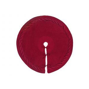 Jupe de sapin de No&euml;l rouge vin de 122 cm avec cache-pied d&eacute;coratif - Neuf