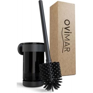 KAL-Brosse Wc Finnkona - Noir - Montage Mural Avec Perçage - Brosse Wc En Silicone - Fonction Ventilation - Pour Percer Ou Coller - En Acier Inoxydable Revêtu Par Pulvérisation - Neuf