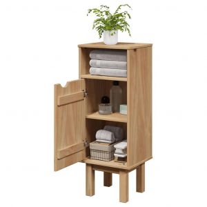 Armoire De Salle De Bain ""Otta"" 35x30x90 Cm Bois Massif De Pin - Neuf