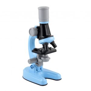 Ensemble de microscope pour enfants, grossissement 100x, 400x, 1200x, angle reglable, source lumineuse LED, loupe scientifique, jouet bleu - Neuf
