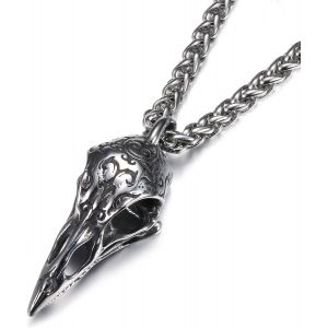 Trahoo-Collier Crâne De Corbeau Pour Hommes Vintage Viking Corbeau Animal Crâne Collier Nordique Cavalier Pendentif Collier Bijoux Cadeau - Neuf