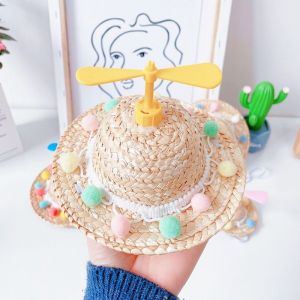 Petit Chapeau De Soleil En Paille Pour Animaux De Compagnie (Jaune), Joli Chapeau De Costume Pour Chiens, Chiots, Mini Chapeau De Protection Solaire - Neuf