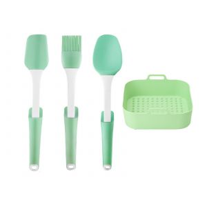 Tapis De Cuisson En Silicone Pour Friteuse &Agrave; Air Chaud Avec Ustensiles De Cuisson Et Gants R&eacute;sistants &Agrave; La Chaleur - Neuf