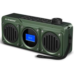 Boombyte - Radio Fm Portable Avec Enceinte Bluetooth, Deux Haut-Parleurs (14W), Volume &Eacute;lev&eacute;, Son St&eacute;r&eacute;o, Emplacement Pour Carte Micro Sd, Avec Port Usb, 11H Rechargeable Lecteur Mp3 - Vert - Neuf