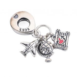 Pendentif De Mode En Argent Pur Avion Valise Style Tellurion Largement Utilisé Pendentif De Voyage Pour La Décoration Bijoux Bricolage - Neuf