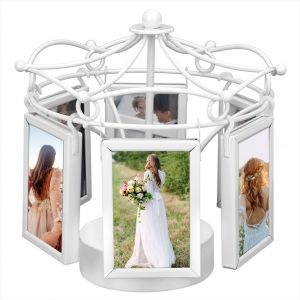 HJLIAN Cadre photo musical en metal, cadre photo rotatif, decoration de studio photo pour la maison, pour photo de 4,4 x 7 cm - Neuf