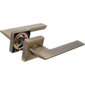 Jeu de poignées de porte | Mod. ZAHORA | 52 x 146 mm | Avec bec verseur | Design élégant et simple | Poignée ergonomique | Aluminium satiné - Neuf